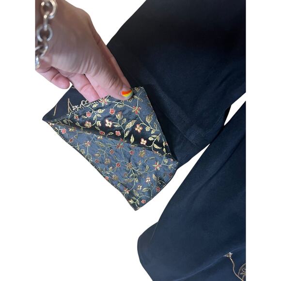 Victor Costa Vintage Women's Velvet Floral Embroidered Jacket Black Size Large - Picture 8 of 10